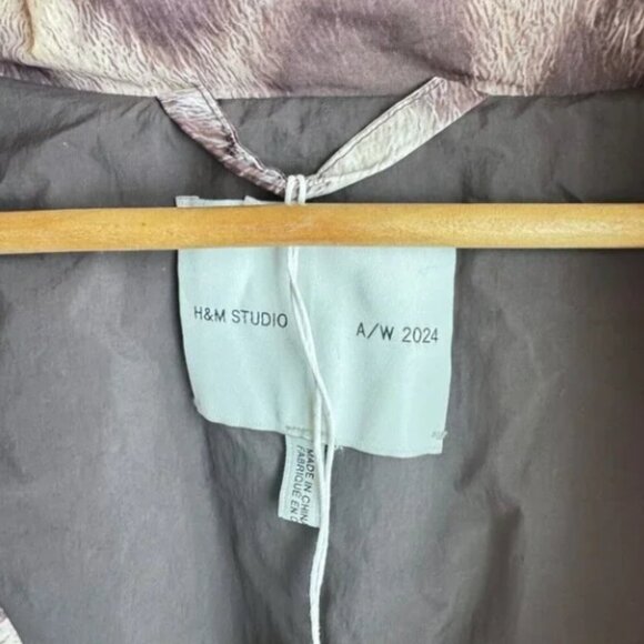 H&M Studio Animal Print Down Filled Long Puffer Coat XL - Picture 10 of 14